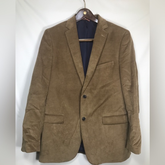 crown & ivy Jackets & Coats Crown Ivy Mens Blazer Elbow Patches Motion Flex Cotton Blend